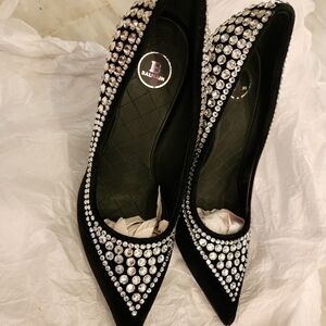 Balmain Crystal Embellished Satin Pumps Heels US 7.5 EUR 37.5